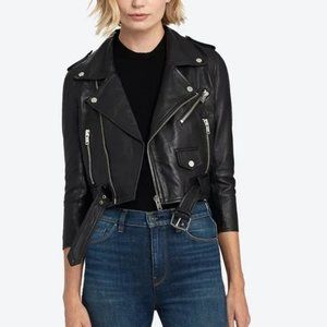 Reformation Deadwood Joan Recycled Leather Biker Jacket - size 38 M
